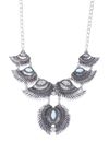 YouBella Oxidised Silver-Plated Stone-Studded Textured Necklace